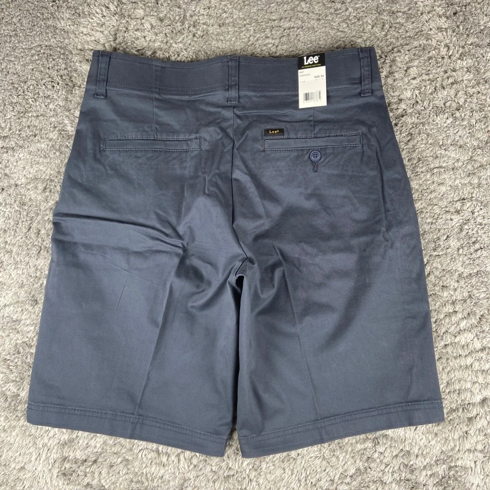 Lee Extreme Motion Shorts Mens 32 Navy Straight Fit Performance Stretch Work 10